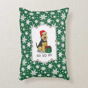 Christmas Santa Claus Hat Welsh Terrier Dog Cute Accent Pillow