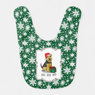 Christmas Santa Claus Hat Welsh Terrier Dog Cute Baby Bib