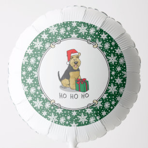 Christmas Santa Claus Hat Welsh Terrier Dog Cute Balloon