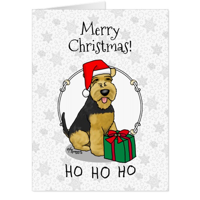 Christmas Santa Claus Hat Welsh Terrier Dog Cute Card (Front)