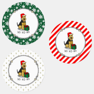 Christmas Santa Claus Hat Welsh Terrier Dog Cute Labels