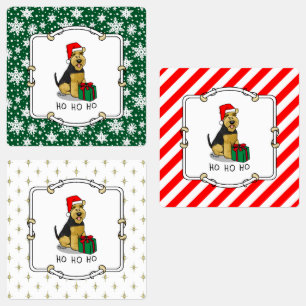 Christmas Santa Claus Hat Welsh Terrier Dog Cute Labels