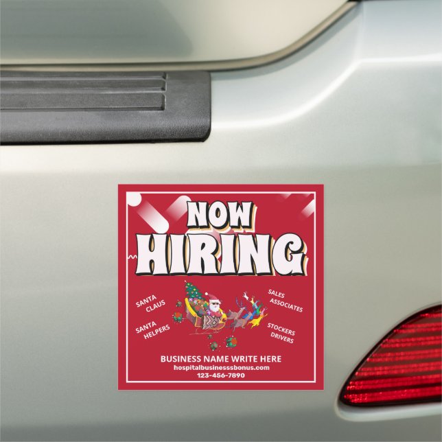 Christmas Santa Claus Help Wanted Now Hiring  Car Magnet (In Situ)