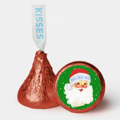 Christmas Santa Claus HO HO HO on Green Hersheys Kisses