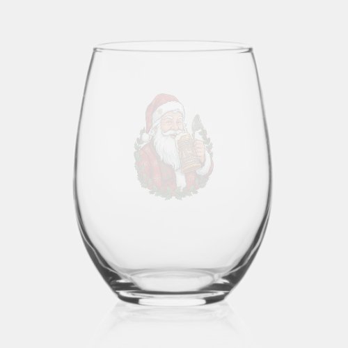Christmas Santa Claus Holding Beer Glass
