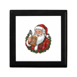 Christmas Santa Claus Holding Beer Glass Gift Box