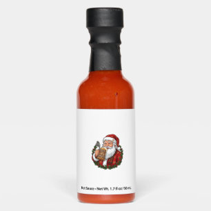 Christmas Santa Claus Holding Beer Glass Hot Sauces