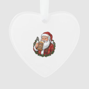 Christmas Santa Claus Holding Beer Glass Ornament