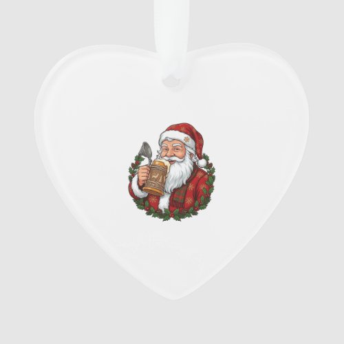 Christmas Santa Claus Holding Beer Glass Ornament