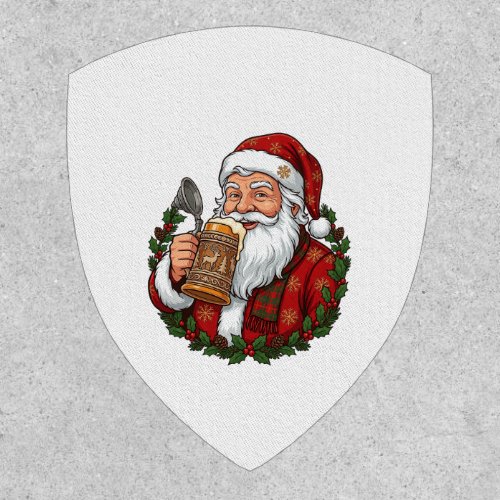 Christmas Santa Claus Holding Beer Glass Patch