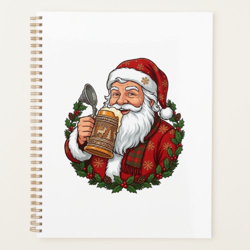 Christmas Santa Claus Holding Beer Glass Planner