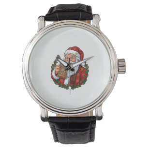 Christmas Santa Claus Holding Beer Glass Watch