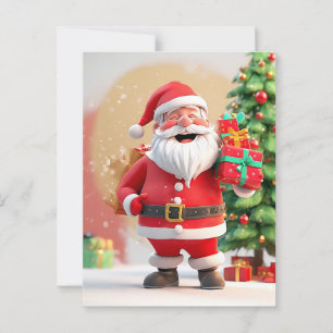 Christmas Santa Claus Holding Present Postcard