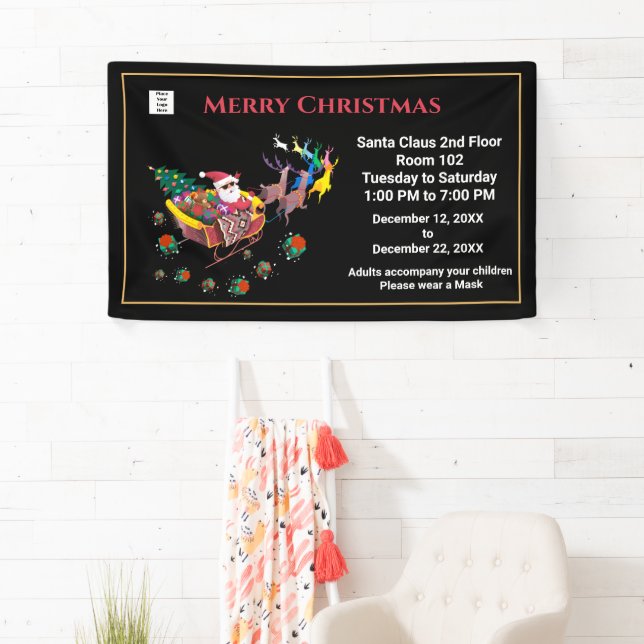  Christmas Santa Claus Holiday Hours Personalize Banner (Insitu)