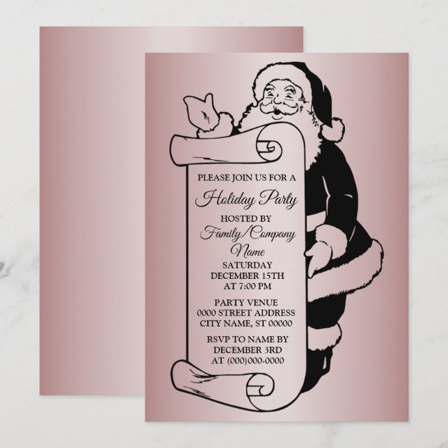 Christmas Santa Claus Holidays Party Invitation (Front/Back)