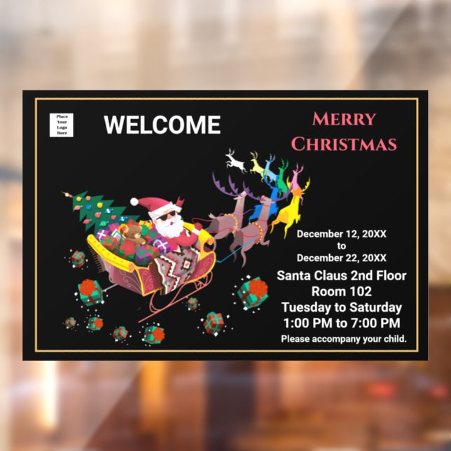  Christmas Santa Claus Hours Business Personalize Window Cling (Sheet 2)