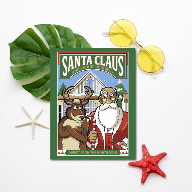 Christmas Santa Claus & Kickin' Reindeer Snowing (Creator Uploaded)