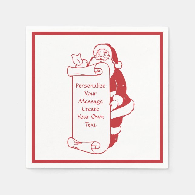 Christmas Santa Claus List Personalize Napkins (Front)