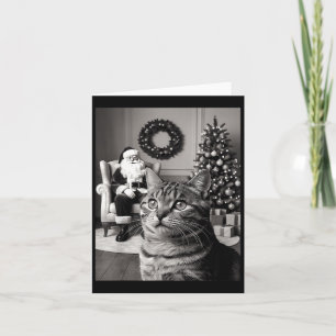 Christmas Santa Claus Merry X-mas Funny Cat Selfie Card