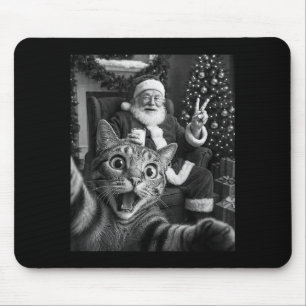 Christmas Santa Claus Merry X-mas Funny Cat Selfie Mouse Pad