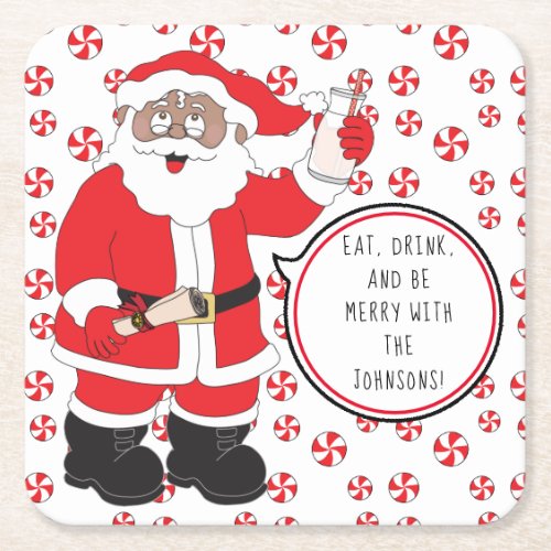 Christmas Santa Claus of Color Toast Square Paper Coaster