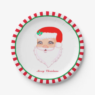 Christmas Santa Claus on White Paper Plates