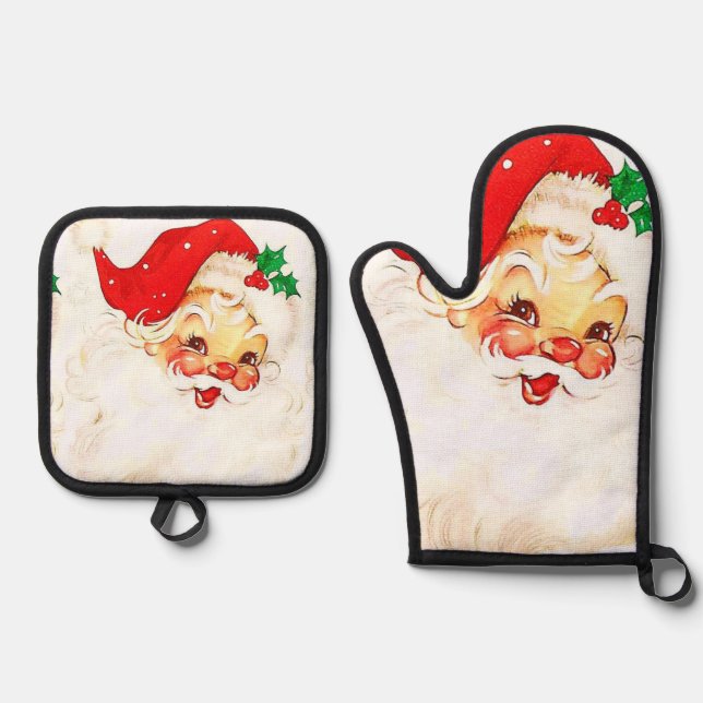 Christmas Santa Claus Oven Mitt & Pot Holders  Holder Set (Front)