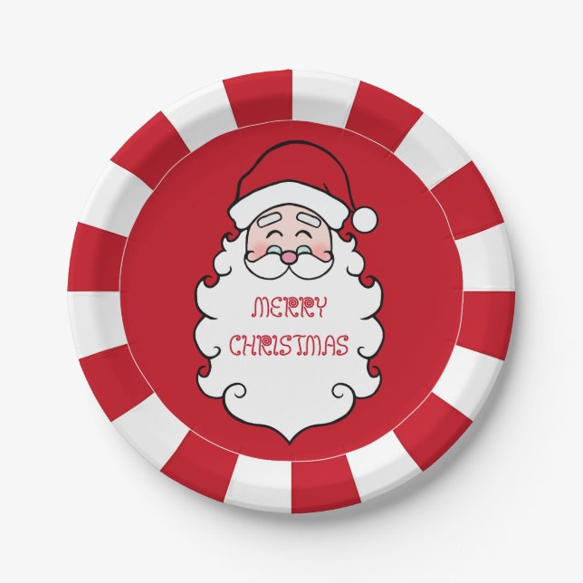 Christmas Santa Claus Party Paper Plates (Front)