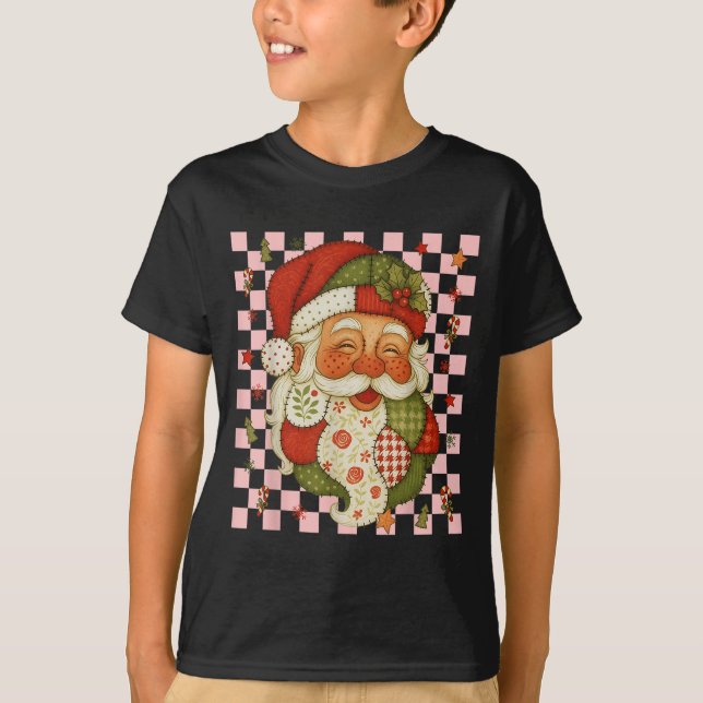 Christmas Santa Claus Patchwork Matching Family 20 T-Shirt (Front)