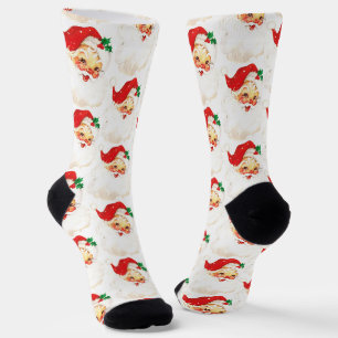 Christmas Santa Claus Pattern / Vintage Style Socks