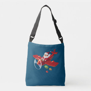 Christmas Santa Claus Pilot Flying Airplane Gift Crossbody Bag