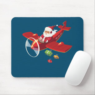 Christmas Santa Claus Pilot Flying Airplane Gift Mouse Pad