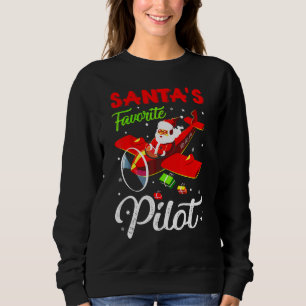 Christmas Santa Claus Pilot Flying Airplane Sweatshirt