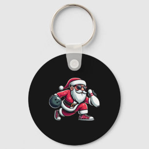 Christmas Santa Claus Play A Bowling Funny Boys Ki Keychain