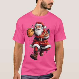 Christmas Santa Claus Playing Basketball Xmas T-Shirt