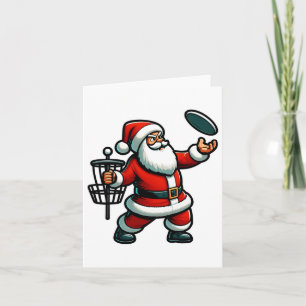 Christmas Santa Claus Playing Disc Golf Pajama Xma Card