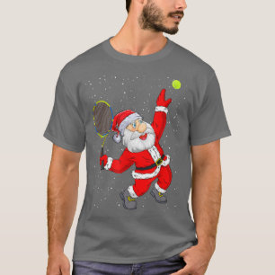 Christmas Santa Claus Playing Tennis Funny Tennis T-Shirt