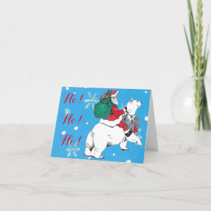 Christmas Santa Claus & Polar Bear Folded Card