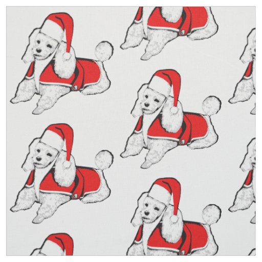 christmas santa claus poodle fabric