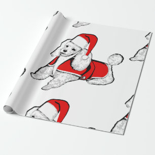 christmas santa claus poodle wrapping paper