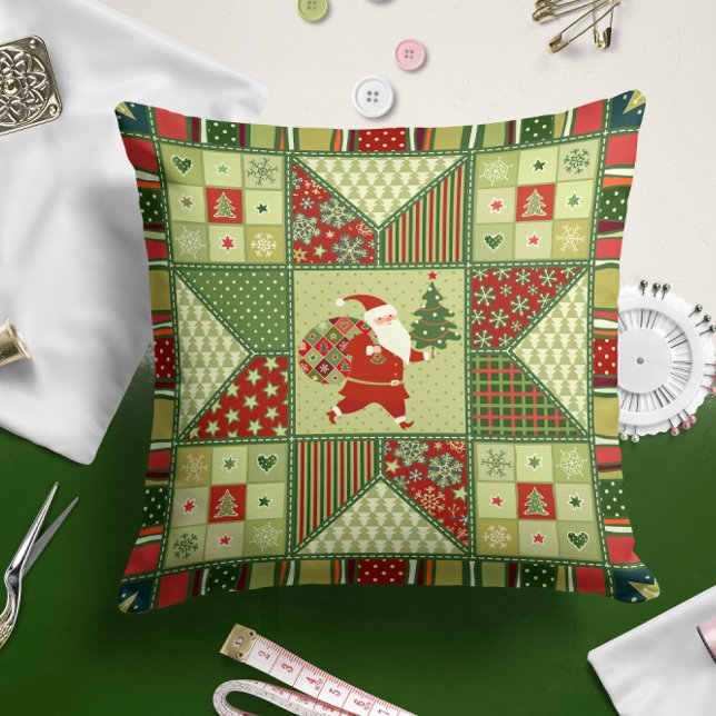Christmas Santa Claus Quilt II| | Throw Pillow (Creator Uploaded)