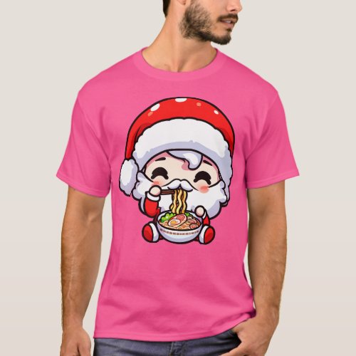 Christmas Santa Claus Ramen Chibi Kawaii T_Shirt