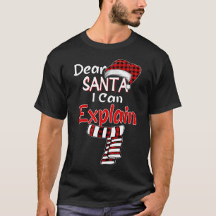 Christmas Santa Claus Red Plaid, Dear Santa I Can  T-Shirt