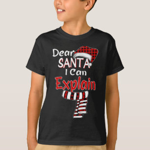 Christmas Santa Claus Red Plaid, Dear Santa I Can T-Shirt