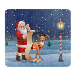 Christmas Santa Claus Reindeer Cute Winter Cutting Board