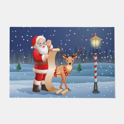 Christmas Santa Claus Reindeer Cute Winter Doormat