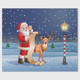 Christmas Santa Claus Reindeer Cute Winter Wrapping Paper