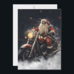 Christmas Santa Claus riding a motorcycle Holiday Card<br><div class="desc">santa claus christmas motorcycle, 
engine retro vintage chopper, 
motorbike wheel custom snow, 
old smile merry cute , 
man happy red beard , 
celebration illustration winter holiday , 
motorcycle santa claus christmas , </div>