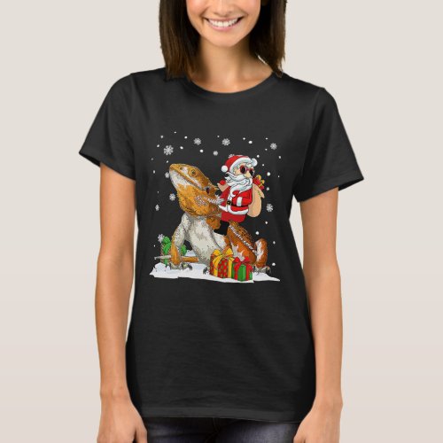 Christmas Santa Claus Riding Bearded Dragon Xmas H T_Shirt