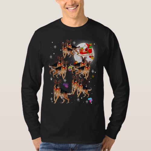 Christmas Santa Claus Riding Belgian Malinois Xmas T_Shirt